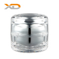 factory made Round silver plastic container cosmetic pump lotion spray acrylic bottle and cream jar skin care packaging